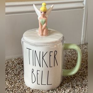 Rae Dunn Disney collection Tinkerbell mug with Tinkerbell topper.